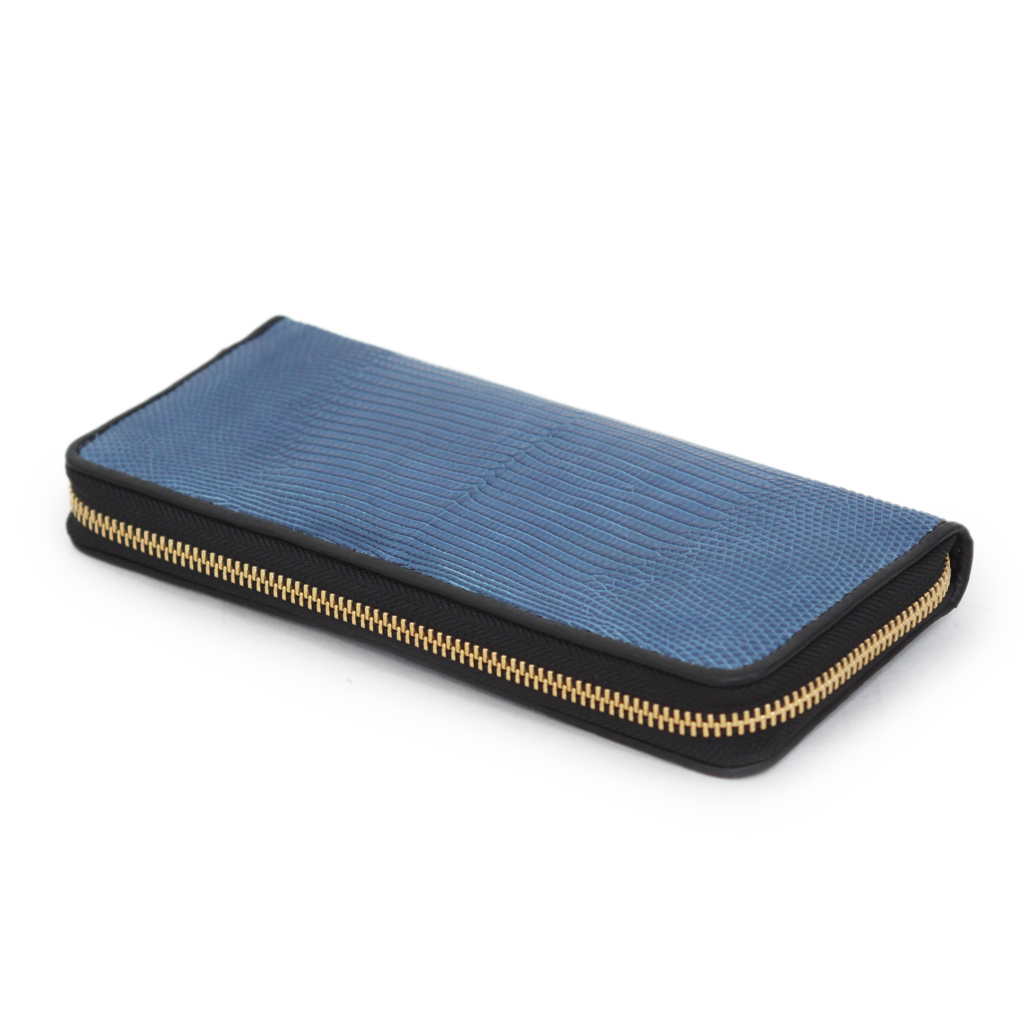 【限定商品】DA1531-LZI/藍染リザード　ラウンドファスナー長財布　