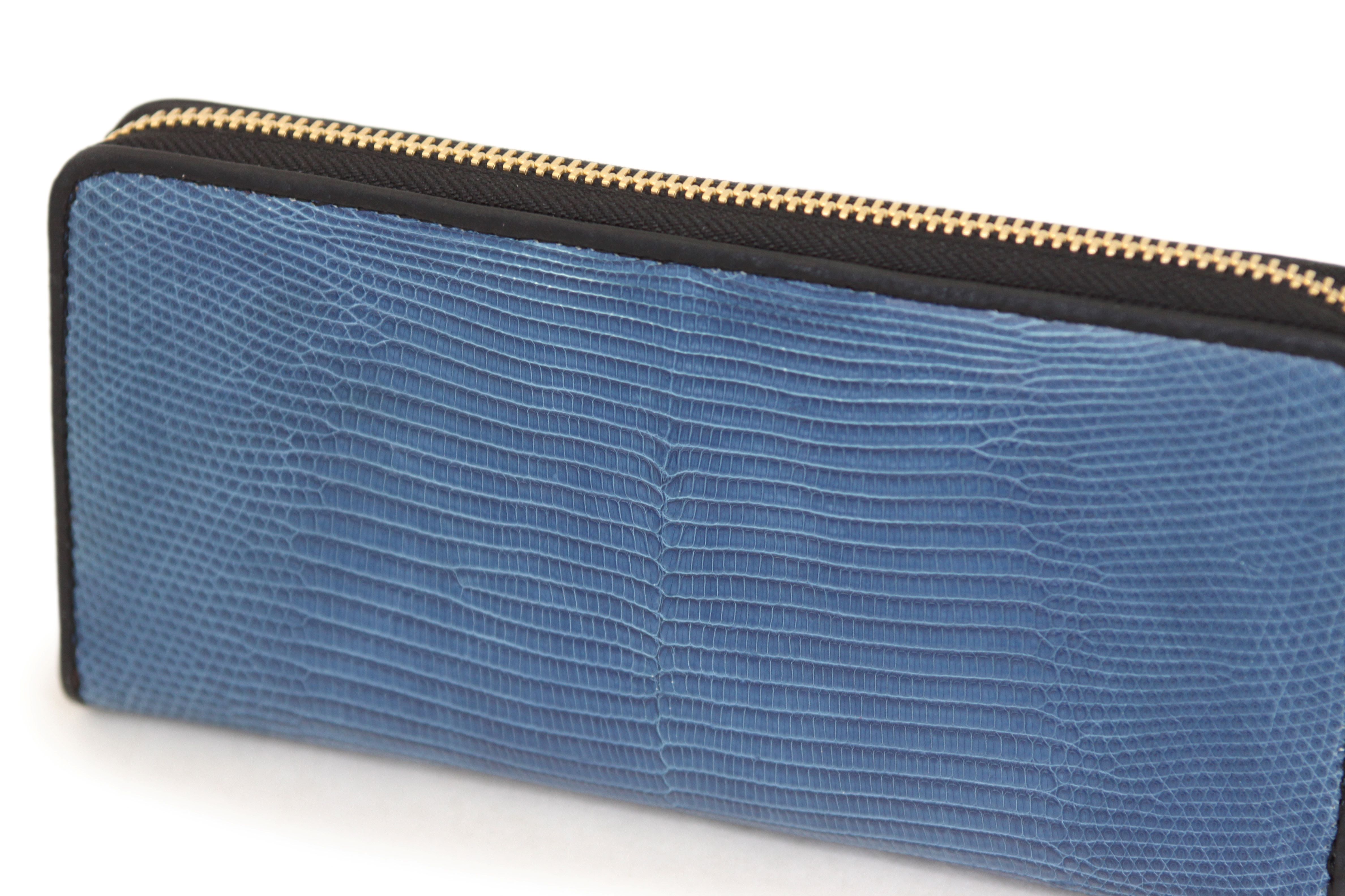 【限定商品】DA1531-LZI/藍染リザード　ラウンドファスナー長財布　