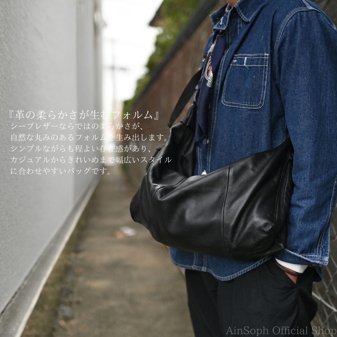 【Ain Soph セカンドレーベル】シープレザー 2WAY ワンショルダーバッグ M / ASE1843-PKS