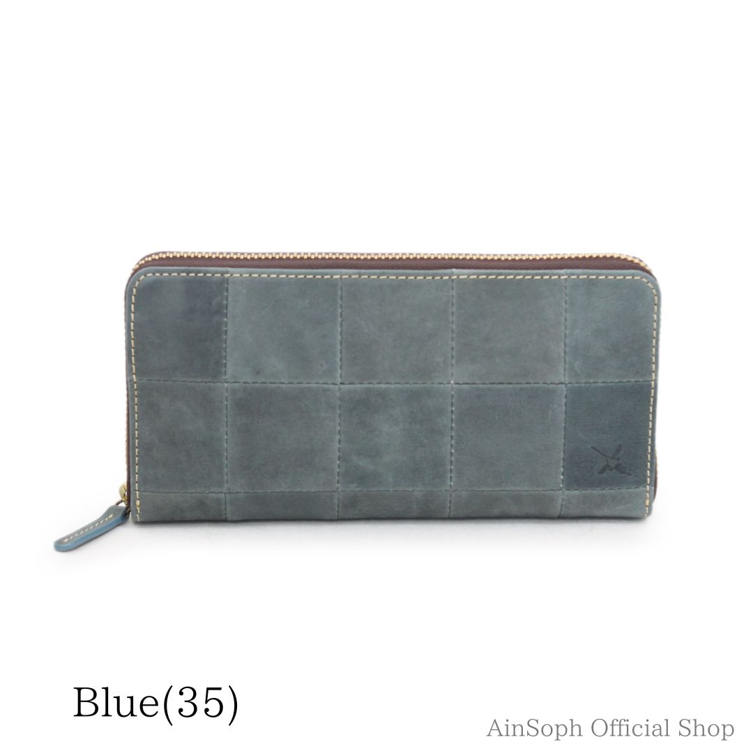 【HPレザー】Ain Soph(アインソフ)パッチワークラウンドファスナー長財布｜DA1298F-HP