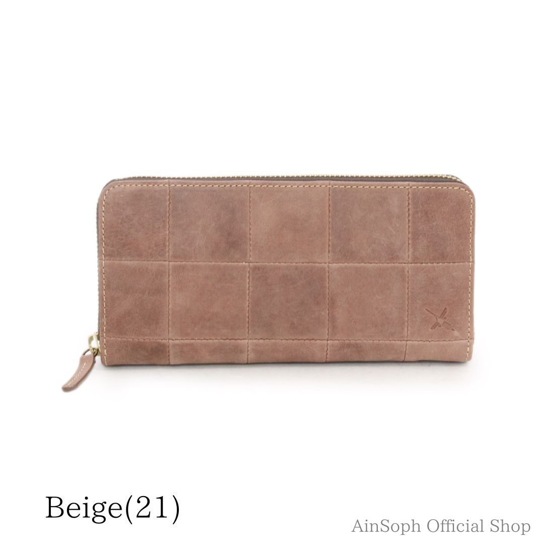 【HPレザー】Ain Soph(アインソフ)パッチワークラウンドファスナー長財布｜DA1298F-HP