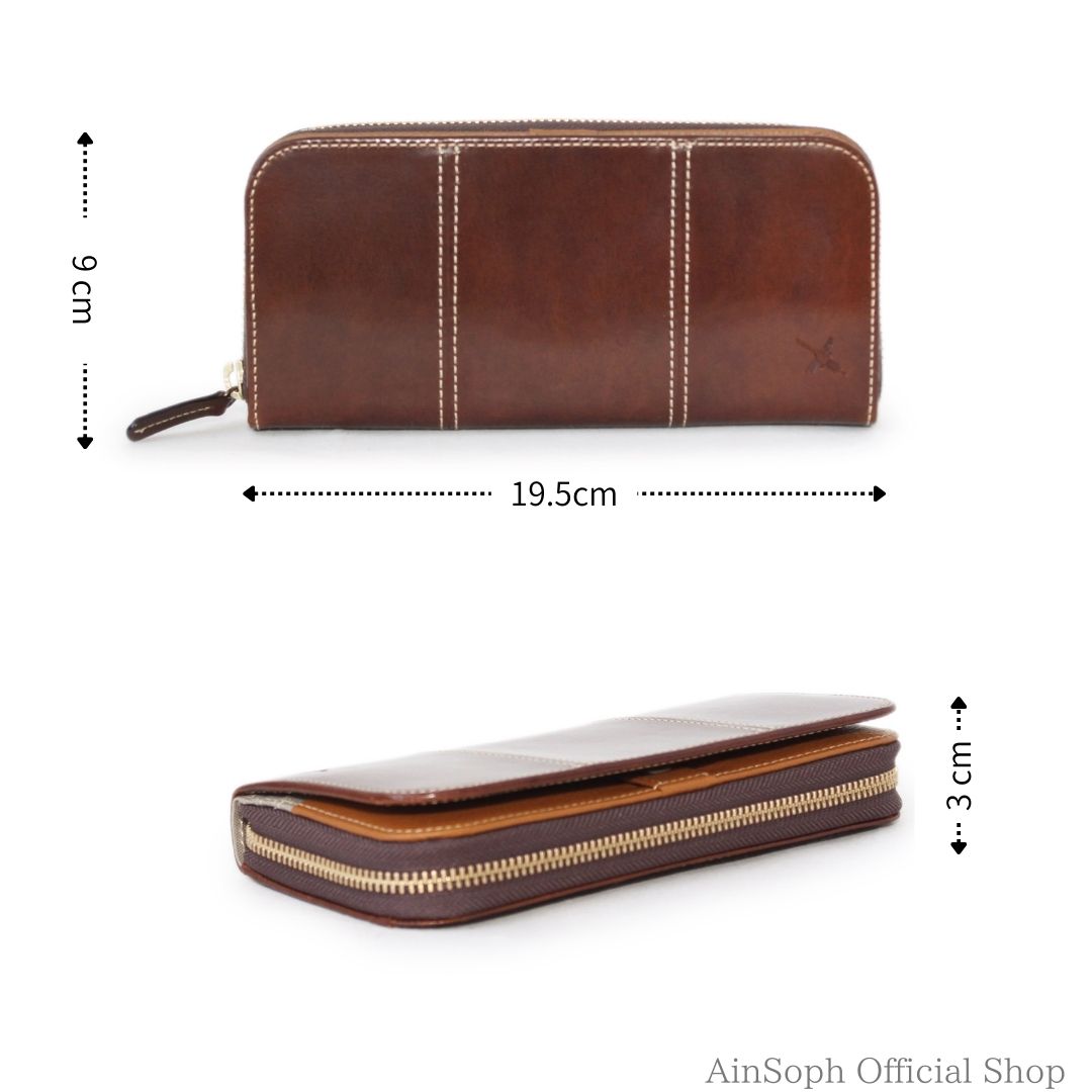 【HWMレザー】Ain Soph(アインソフ)フラップ×ラウンドファスナー長財布｜DA1646-HWM