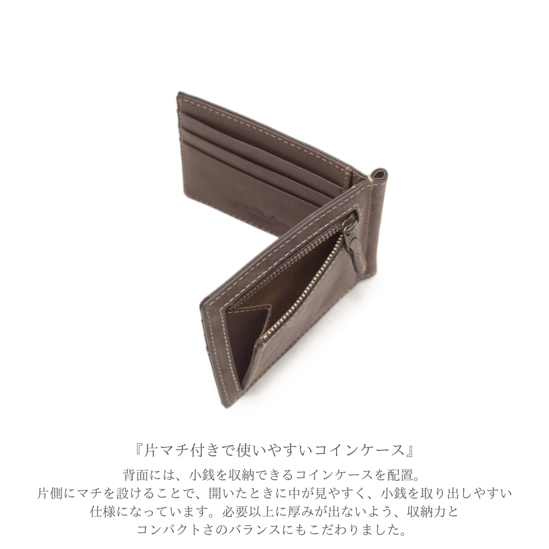 【HPレザー】Ain Soph（アインソフ） | 小銭入れ付き マネークリップ 札入れ 二つ折り財布 | DA1680-HP