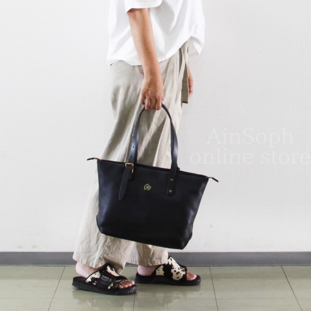 【Ain Soph セカンドレーベル】ブラックシリーズ 撥水レザートートバッグ 日本製 / ASE1833-WSK