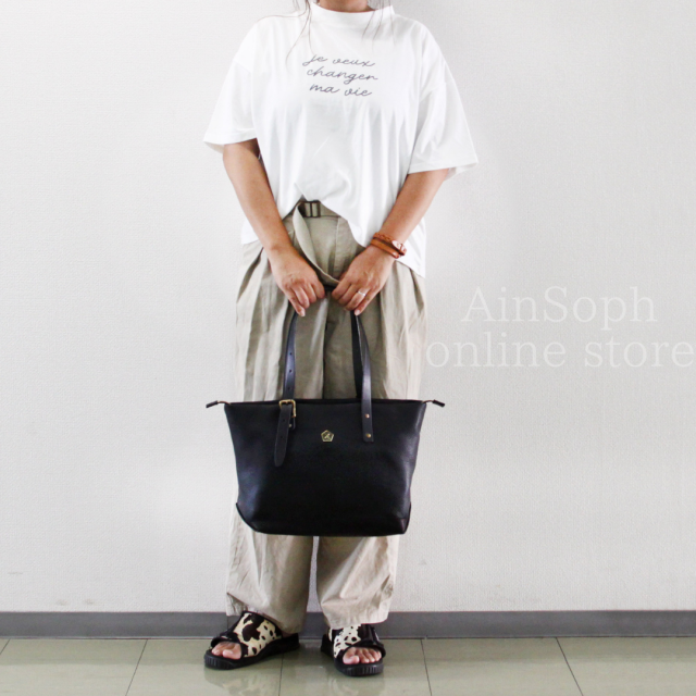 【Ain Soph セカンドレーベル】ブラックシリーズ 撥水レザートートバッグ 日本製 / ASE1833-WSK
