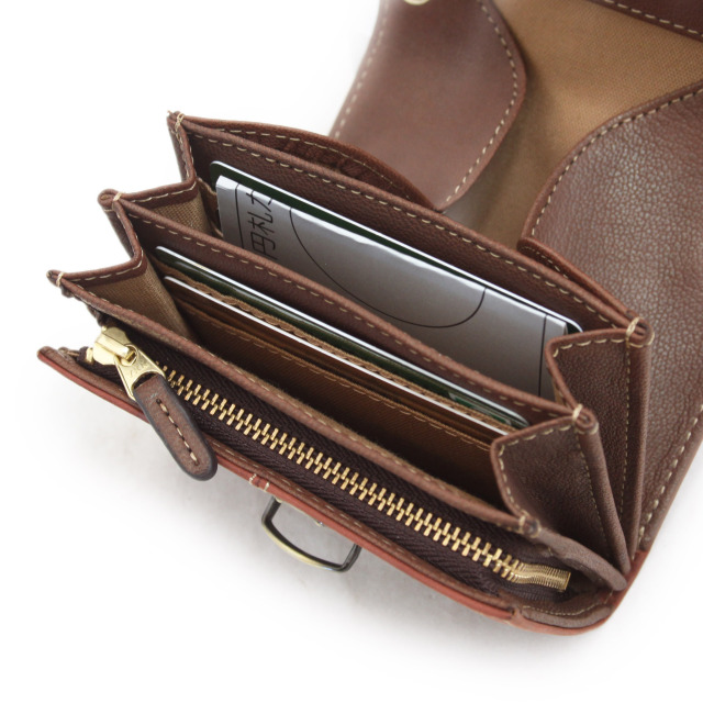 【HPレザー】Ain Soph(アインソフ)差し込み錠のクラシカルショートウォレット ショルダー ｜DA1654-HP