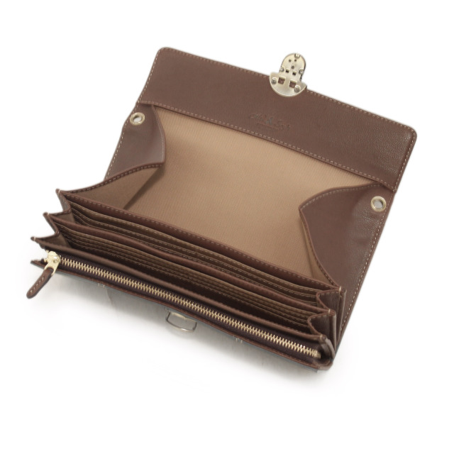 【HPレザー】Ain Soph(アインソフ)差し込み錠のクラシカルロングウォレット ショルダー |DA1655-HP