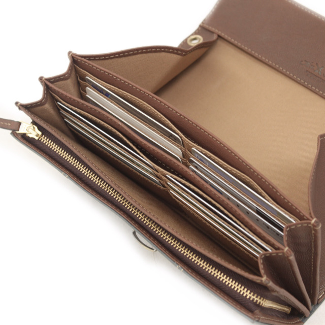 【HPレザー】Ain Soph(アインソフ)差し込み錠のクラシカルロングウォレット ショルダー |DA1655-HP