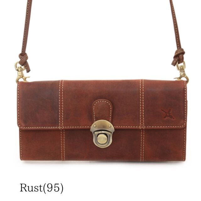 【HPレザー】Ain Soph(アインソフ)差し込み錠のクラシカルロングウォレット ショルダー |DA1655-HP