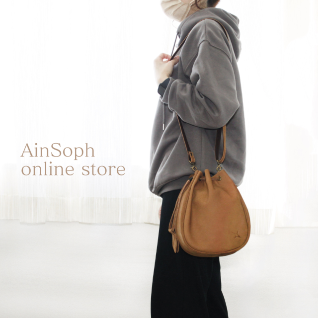 ASE1702-NBK/Ain Soph(アインソフ)ヌバック 巾着ショルダーバッグ