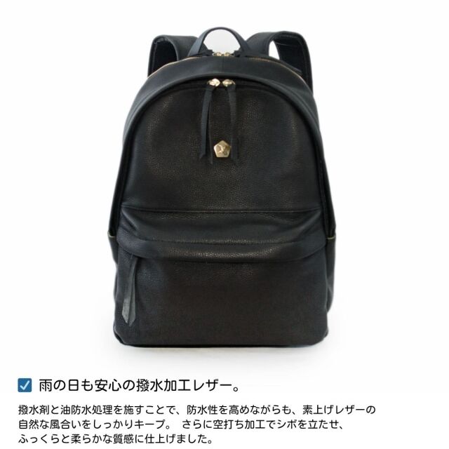 【Ain Soph セカンドレーベル】ブラックシリーズ 撥水レザーリュック　バックパック 日本製 / ASC1804-STN