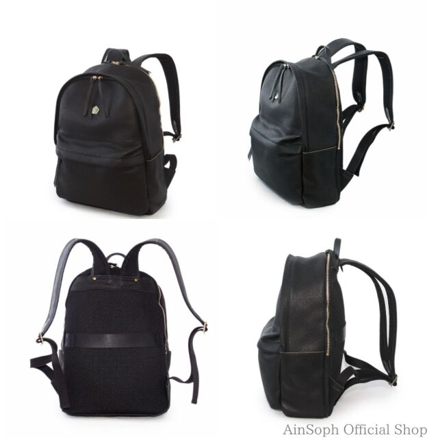 【Ain Soph セカンドレーベル】ブラックシリーズ 撥水レザーリュック　バックパック 日本製 / ASC1804-STN