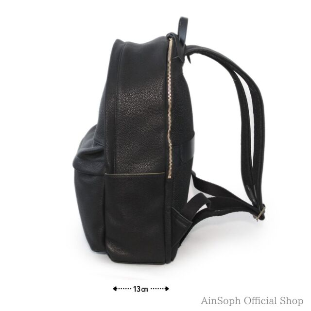 【Ain Soph セカンドレーベル】ブラックシリーズ 撥水レザーリュック　バックパック 日本製 / ASC1804-STN