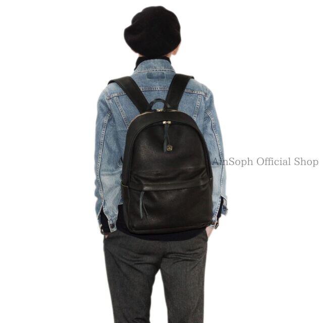 【Ain Soph セカンドレーベル】ブラックシリーズ 撥水レザーリュック バックパック 日本製 / ASC1804-STN