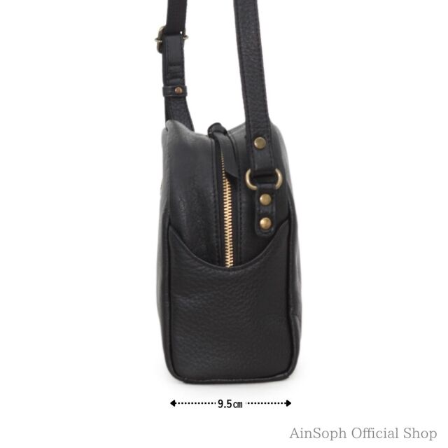 【Ain Soph セカンドレーベル】ブラックシリーズ 撥水レザー ショルダーバッグ 日本製 / ASE1747-WSK