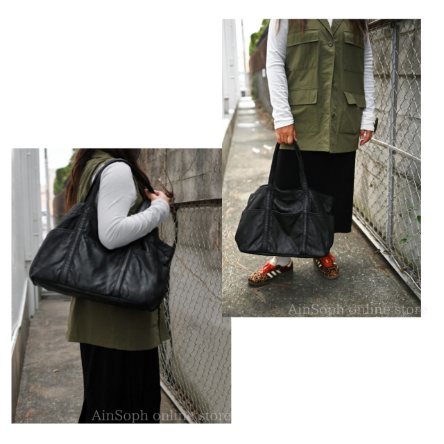 【Ain Soph セカンドレーベル】シープレザー 大容量 トートバッグ / ASE1842-PKS