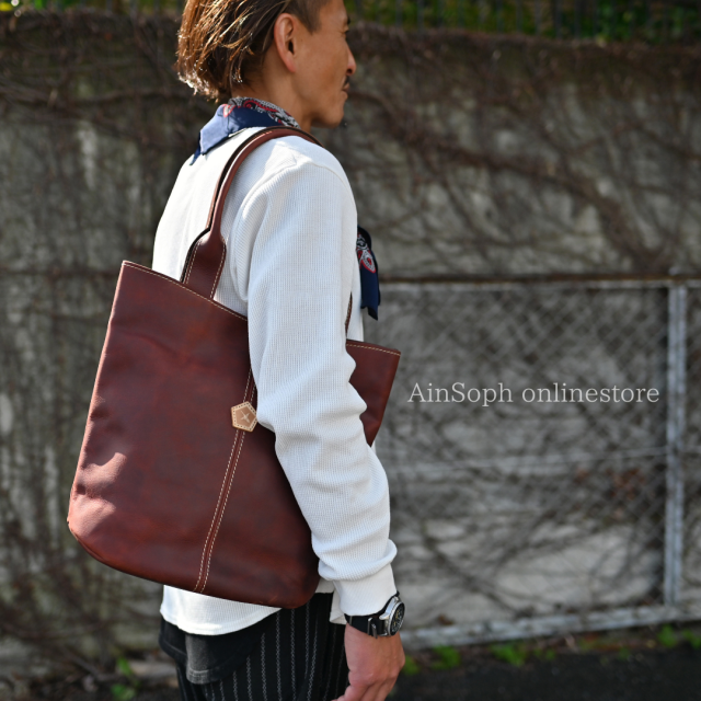 【HPレザー】Ain Soph(アインソフ) 縦型 クラシカル トートバッグ ｜ASE1851-HP