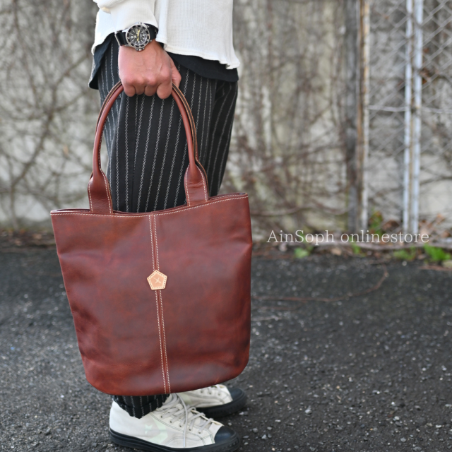 【HPレザー】Ain Soph(アインソフ) 縦型 クラシカル トートバッグ ｜ASE1851-HP