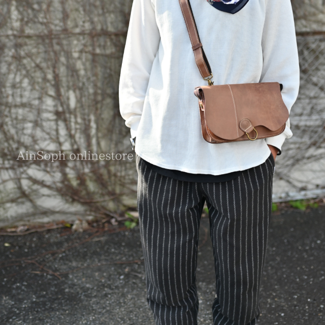 【HPレザー】Ain Soph(アインソフ) クラシカル 切りっぱなしショルダーバッグ ｜ASE1852-HP