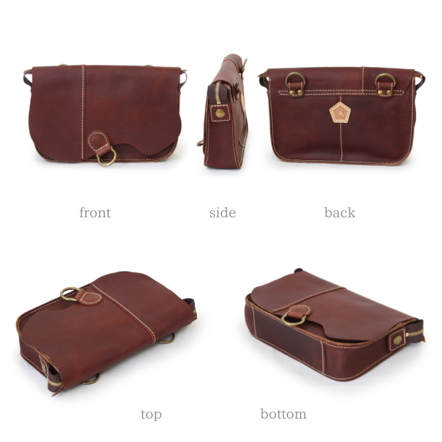 【HPレザー】Ain Soph(アインソフ) クラシカル 切りっぱなしショルダーバッグ ｜ASE1852-HP