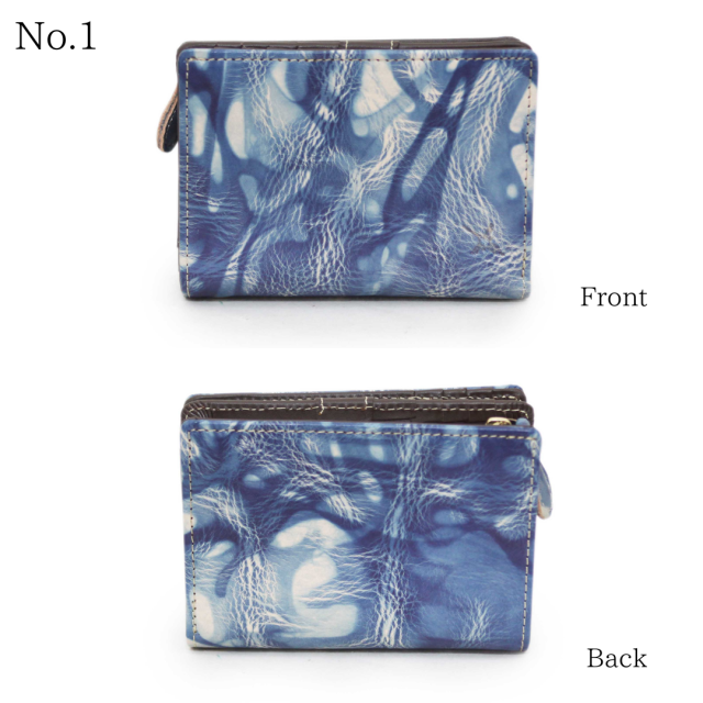 DA1035-BLA / Ain Soph (アインソフ)藍染　折財布　ボックス小銭入れ　日本製