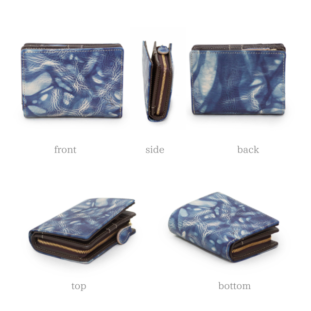 DA1035-BLA / Ain Soph (アインソフ)藍染　折財布　ボックス小銭入れ　日本製