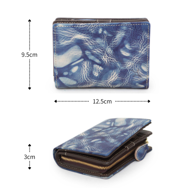 DA1035-BLA / Ain Soph (アインソフ)藍染　折財布　ボックス小銭入れ　日本製