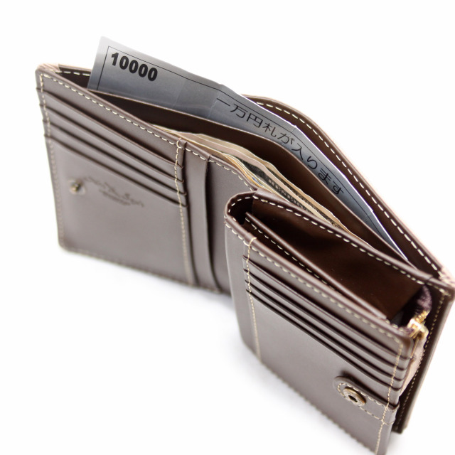 イタリアンレザー】 Ain Soph（アインソフ） ワクシープレス ミドル折