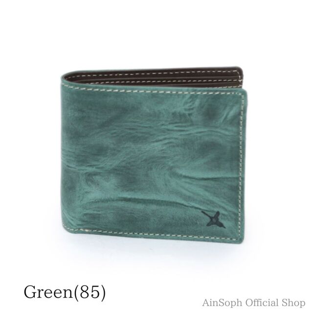 【イタリアンレザー】 Ain Soph（アインソフ） ワクシープレス 二つ折財布 日本製 DA1036-WPS