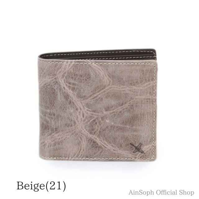 【イタリアンレザー】 Ain Soph（アインソフ） ワクシープレス 二つ折財布 日本製 DA1036-WPS