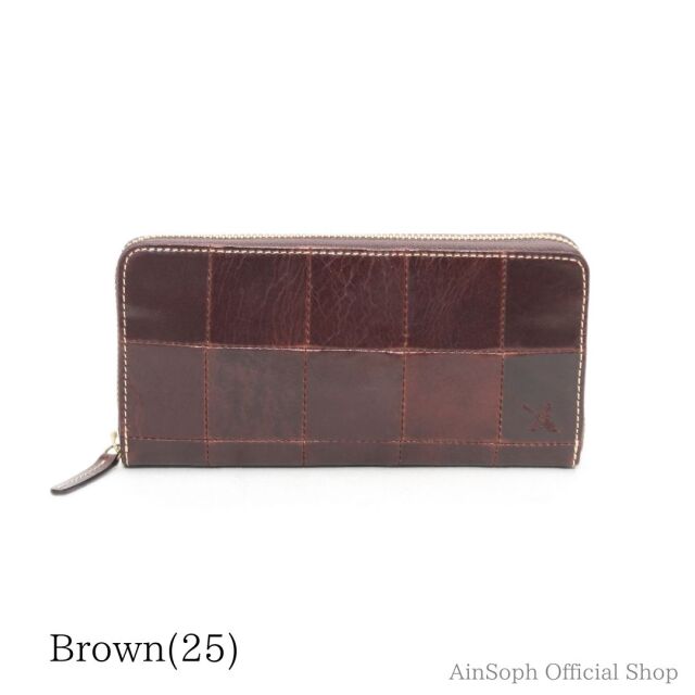 【HWMレザー】Ain Soph(アインソフ)パッチワークラウンドファスナー長財布｜DA1298F-HWM