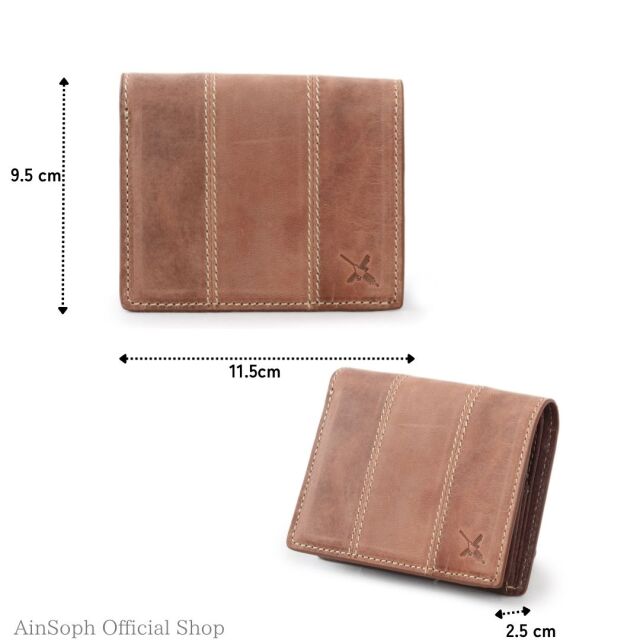 【HPレザー】Ain Soph (アインソフ)ボックス小銭入れの折財布 | DA1527-HP