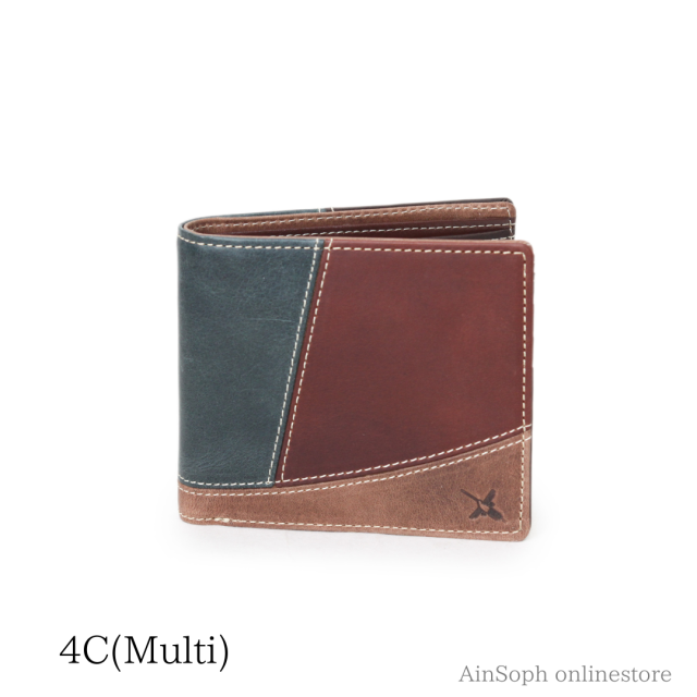 【HPレザー】Ain Soph（アインソフ)マルチカラー 二つ折財布| DA1559-HP