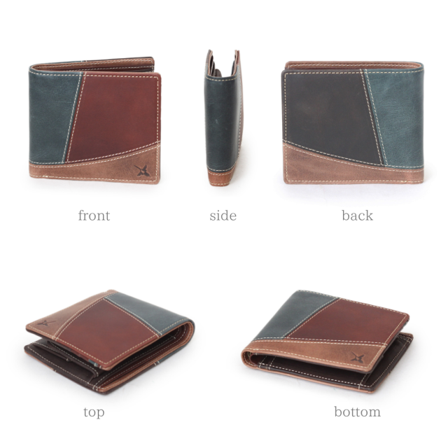 【HPレザー】Ain Soph（アインソフ)マルチカラー 二つ折財布| DA1559-HP