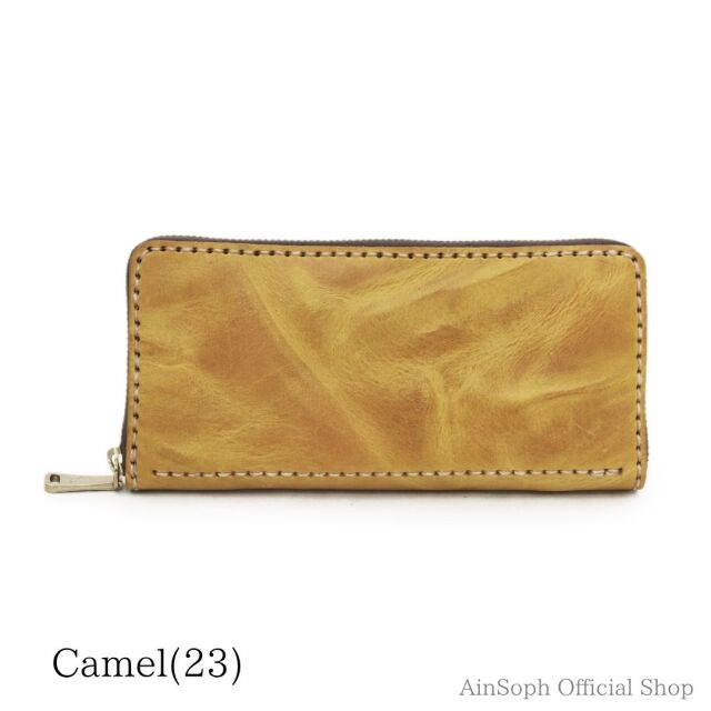 DA993-WPS/Ain Soph（アインソフ）イタリアンレザー　ラウンドファスナー長財布　手縫いステッチ
