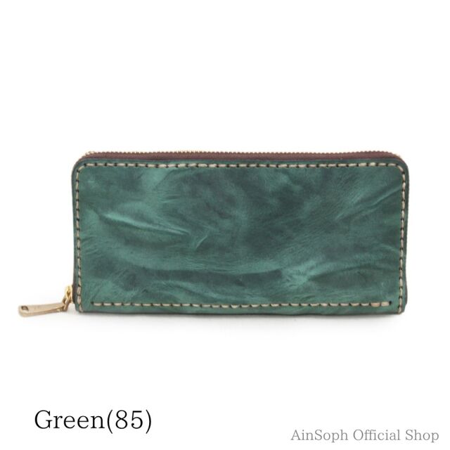 DA993-WPS/Ain Soph（アインソフ）イタリアンレザー　ラウンドファスナー長財布　手縫いステッチ